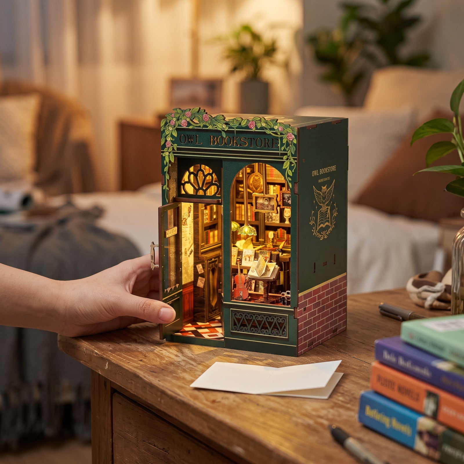 A handmade glow for your shelf