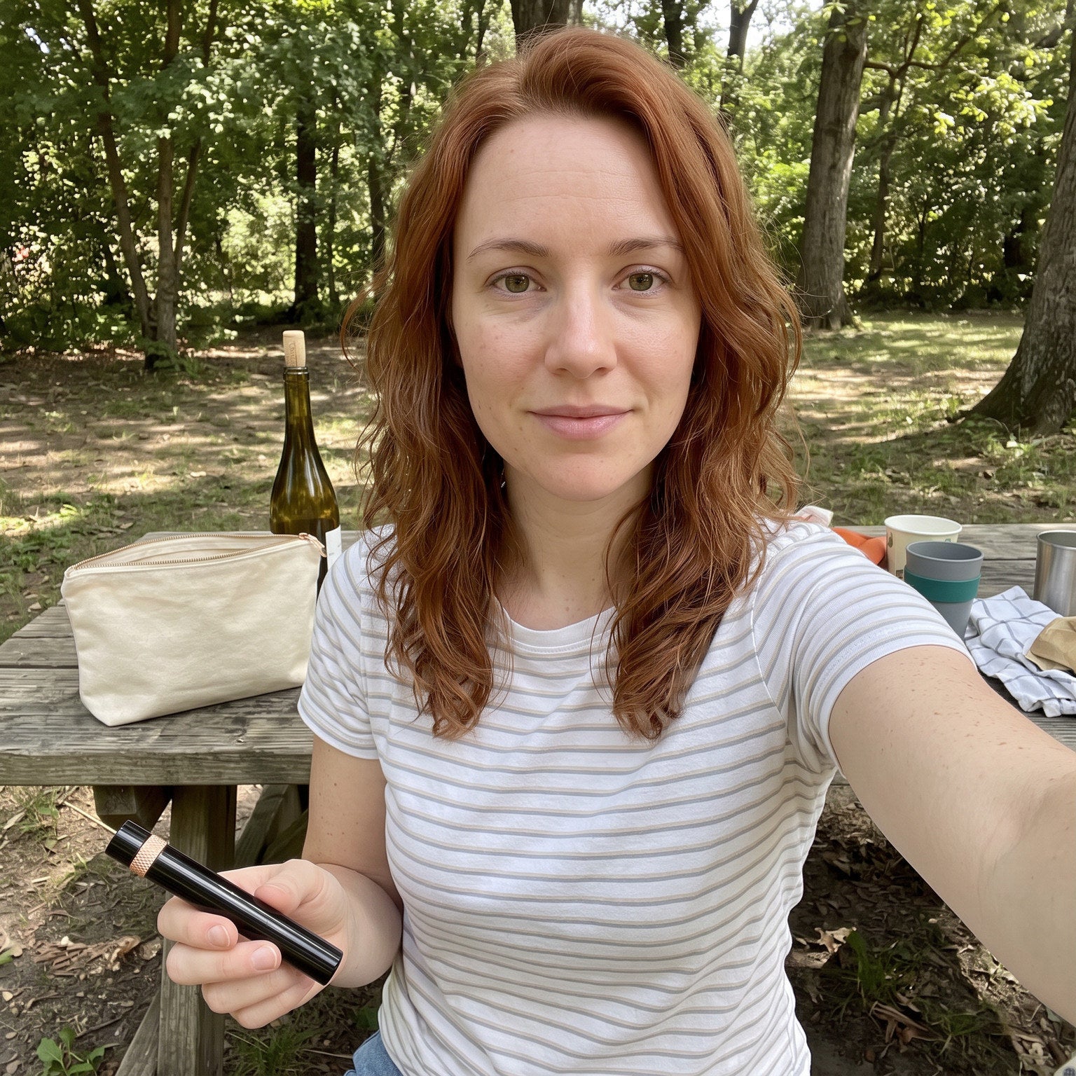 Owner S. L. taking a selfie with a Rose Gold Openvale opener